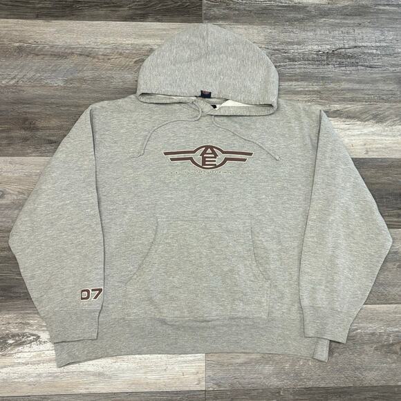 Vintage Y2K American Eagle AE77 Performance Gray Mens XL Logo Pullover Hoodie‎ - Picture 2 of 11